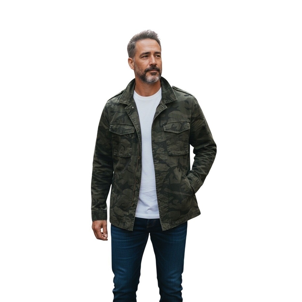 Supplies Camouflage Utility Jacket Military Camo Field Coat Cotton Small P2P 20"